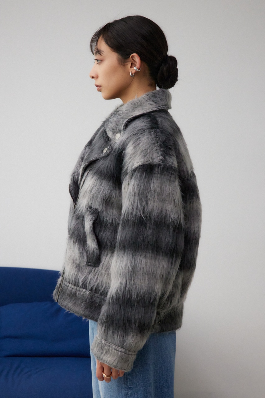 シャギーチェックライダースジャケット｜WOMEN｜250HAC30-553I｜AZUL