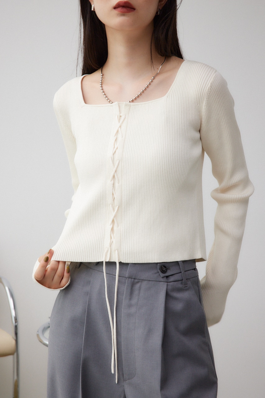 レースアップデザインリブニット｜WOMEN｜250HAC70-519H｜AZUL BY