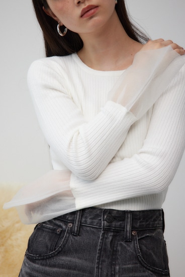 袖シアーフレアニットトップス｜WOMEN｜250HAF70-470H｜AZUL BY MOUSSY