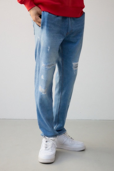 ヴィンテージデニム風転写スウェットパンツ｜MEN｜251HAC81-329H｜AZUL