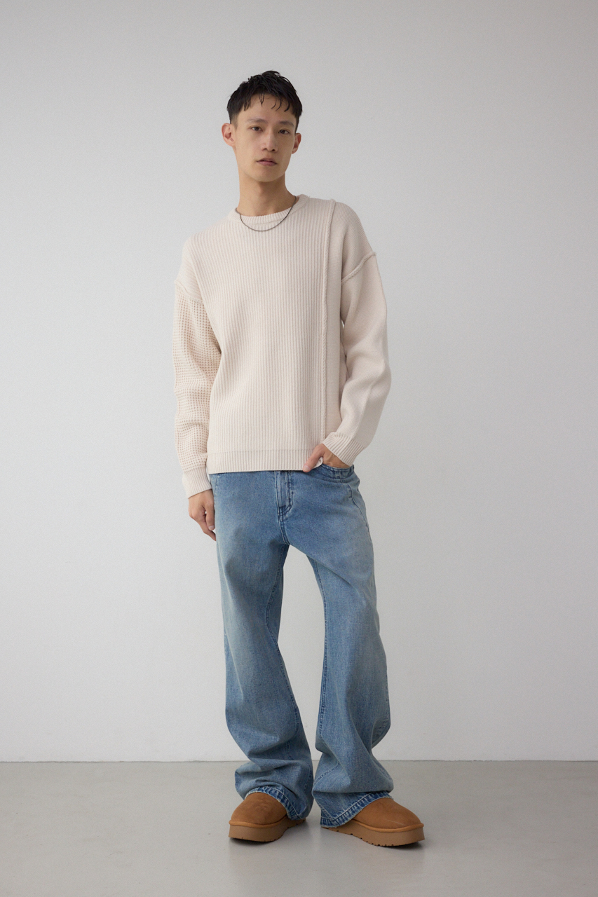 編地ミックスニットトップス｜MEN｜251JSB70-0031｜AZUL BY MOUSSY