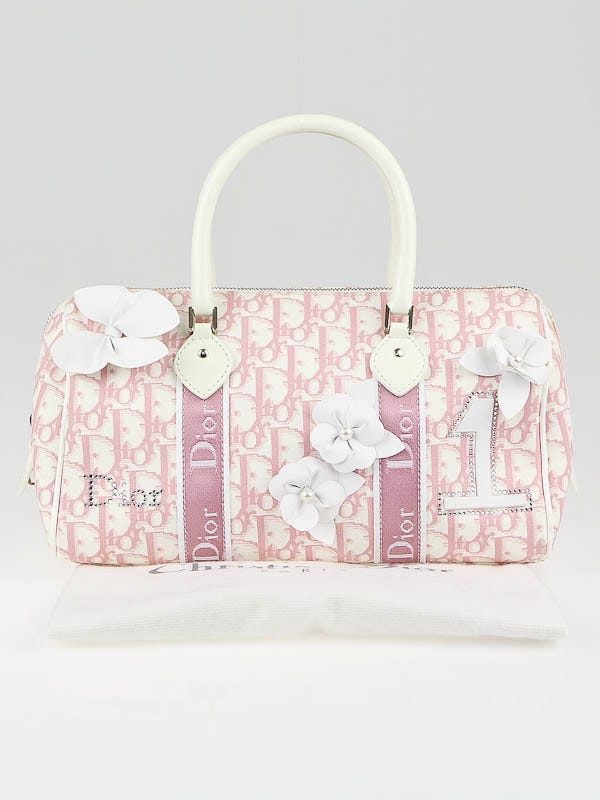 Christian Dior Pink Logo Canvas Girly Flowers Boston | Yoogi's Closet
