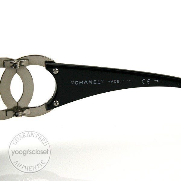 Chanel Black Metal CC Logo Sunglasses 6014 | Yoogi's Closet