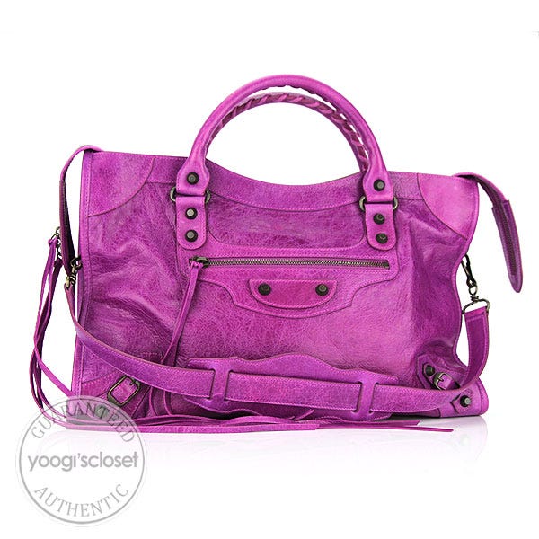 Balenciaga Magenta LE Chevre Motorcycle City Bag | Yoogi's Closet