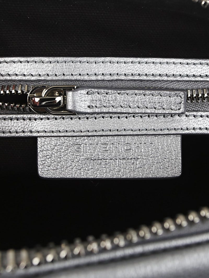 Givenchy Metallic Silver Goatskin Leather Mini Antigona Satchel