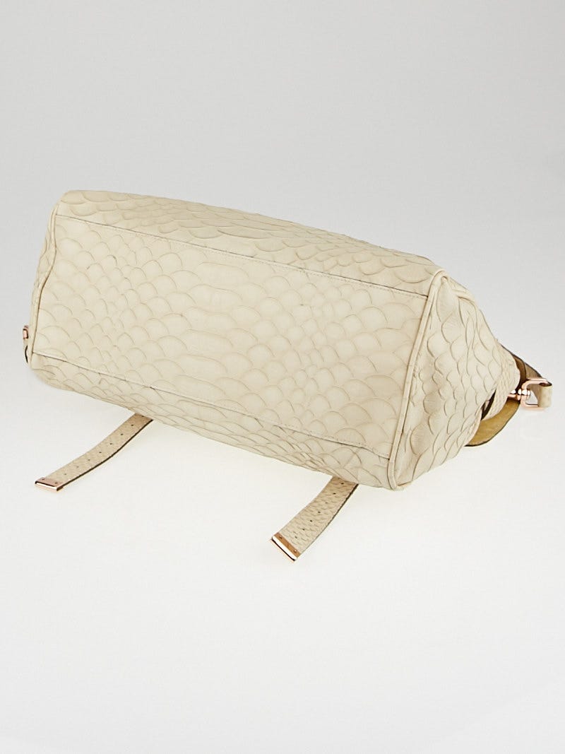 Mulberry Beige Silky Snake Print Leather Oversized Alexa Bag