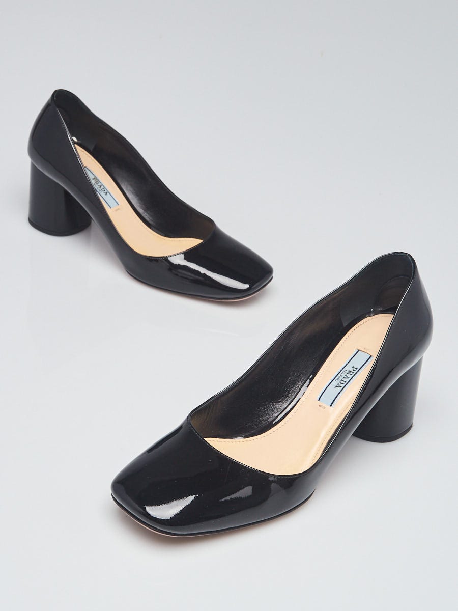 Prada Black Patent Leather Square Toe Pumps Size 6/36.5 | Yoogi's