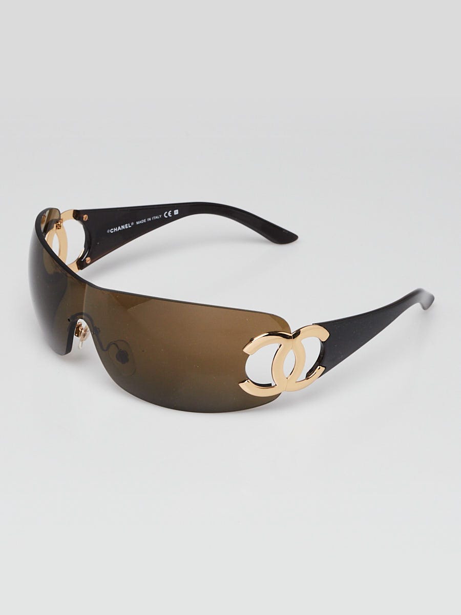Chanel Black/Brown Rimless CC Logo Sunglasses 4125 | Yoogi's Closet