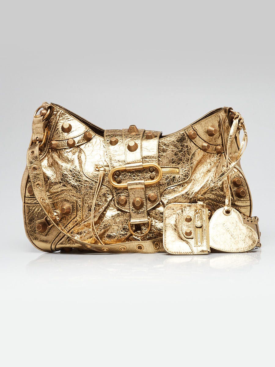 Balenciaga Gold Metallic Lambskin Leather Medium Le Cagole