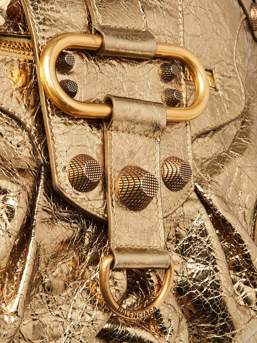 Balenciaga Gold Metallic Lambskin Leather Medium Le Cagole