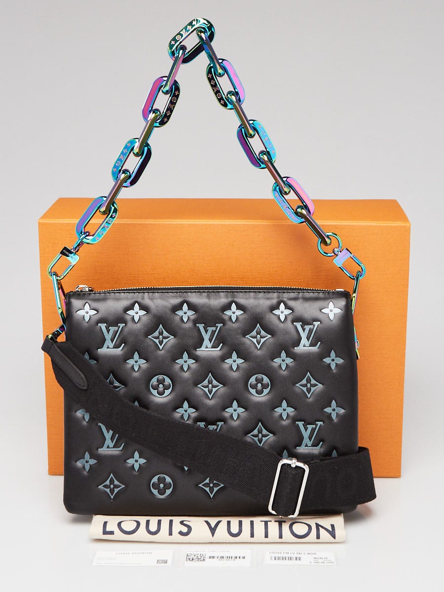 Louis Vuitton Black Monogram Embossed Lambskin Leather Ski Coussin