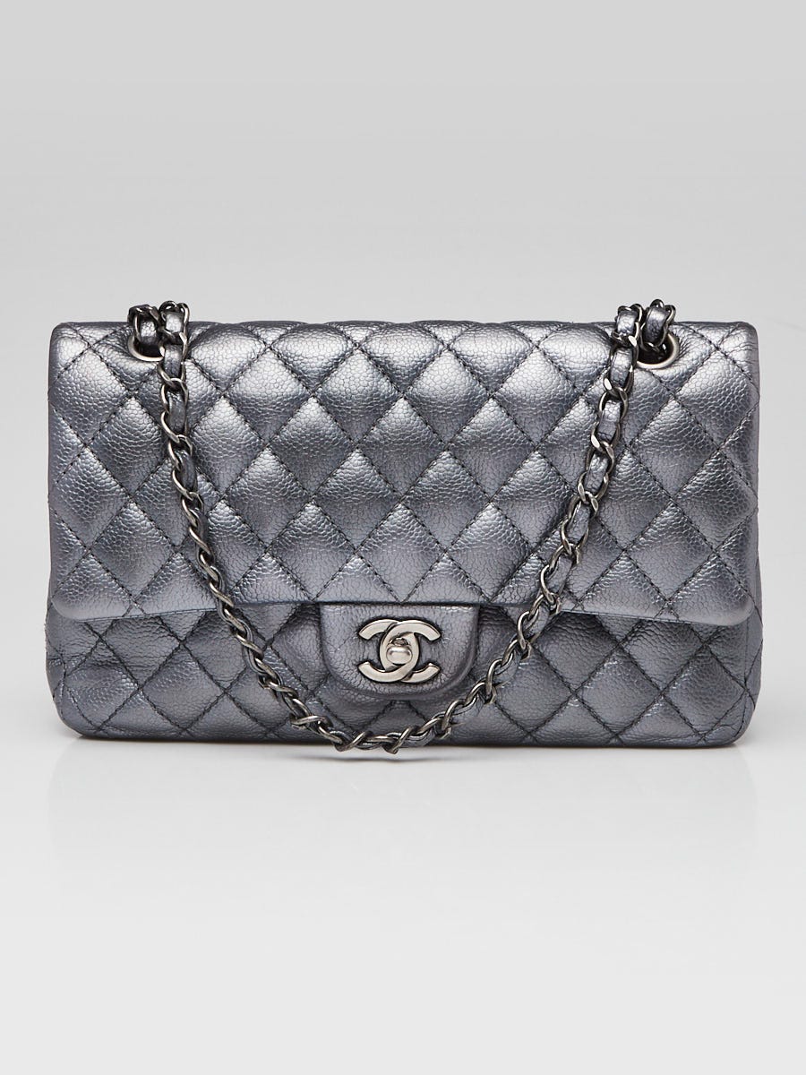 Chanel Blue Quilted Iridescent Caviar Leather Classic Medium