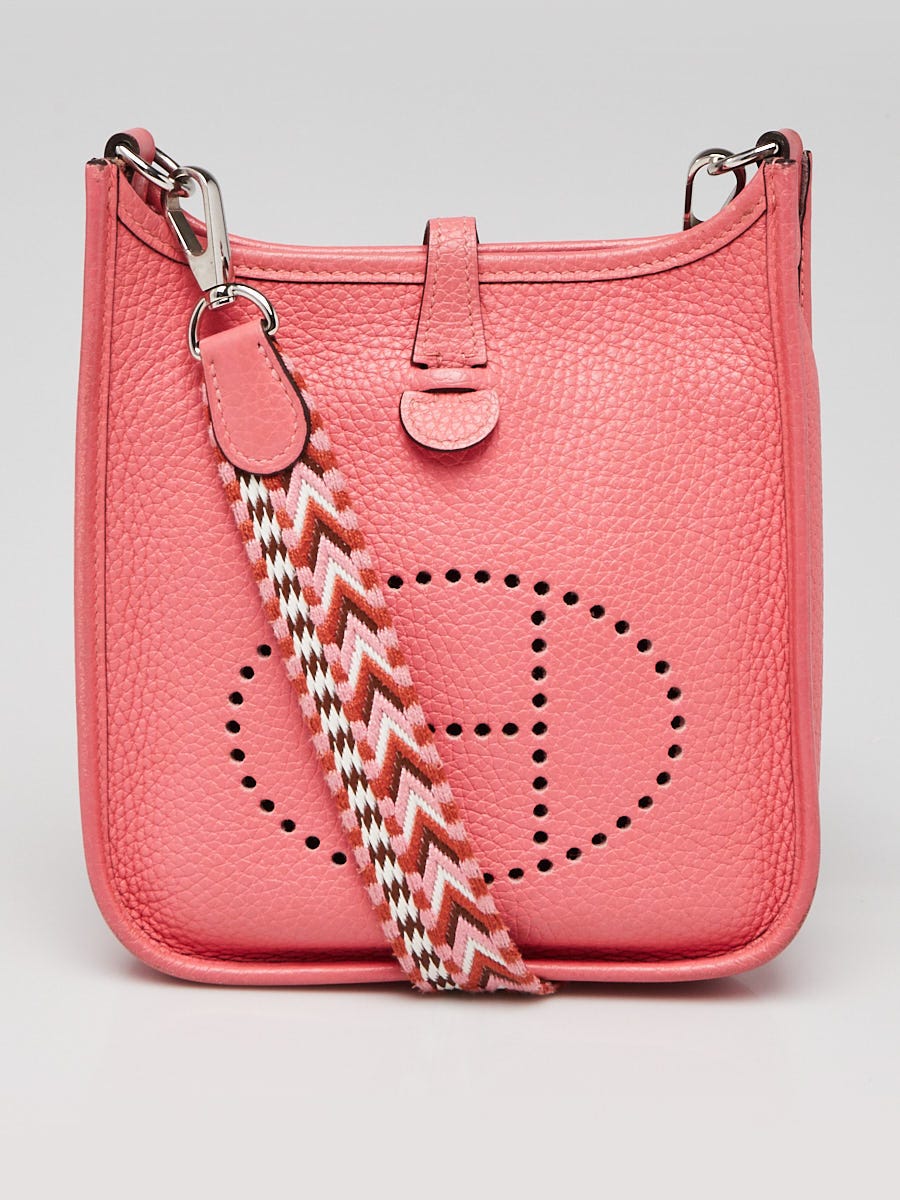 Hermes 16cm Rose Azalee/Rose Confetti Clemence Leather Zigzag