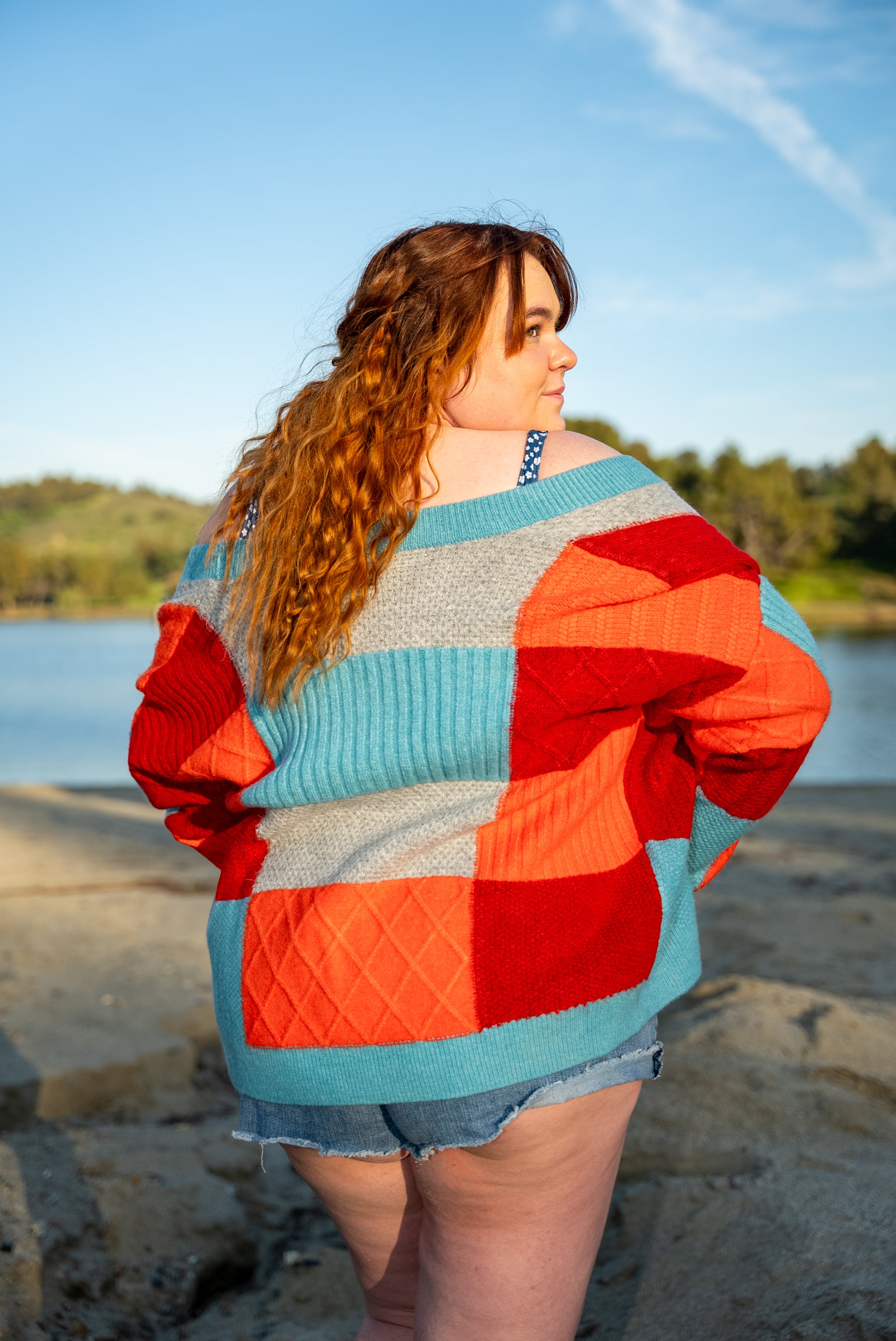 June Patchwork Oversized Cardigan | XXS-6XL Sweater | Patchwork