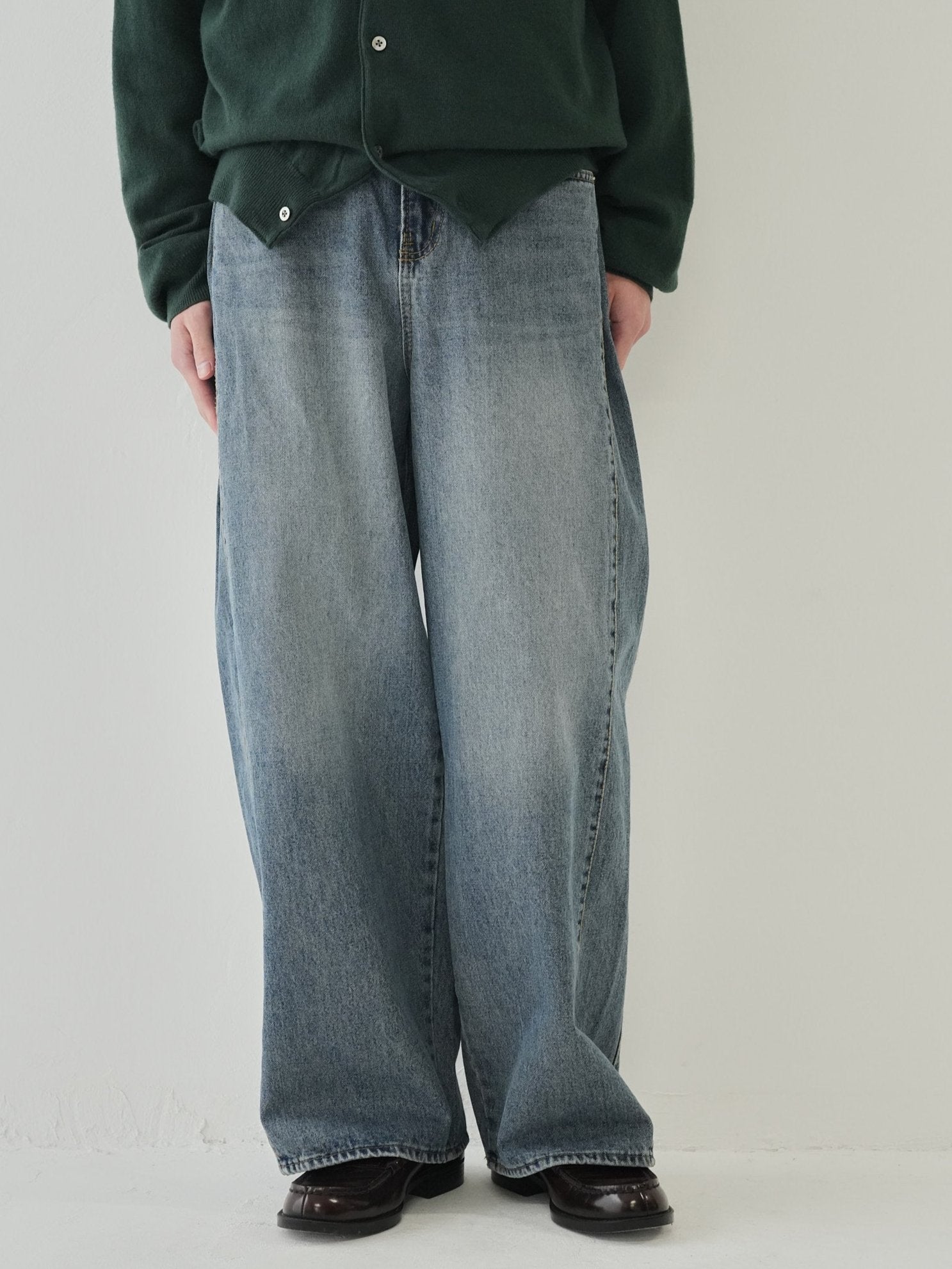 PLEATED DENIM WIDE PANTS – Bargiee