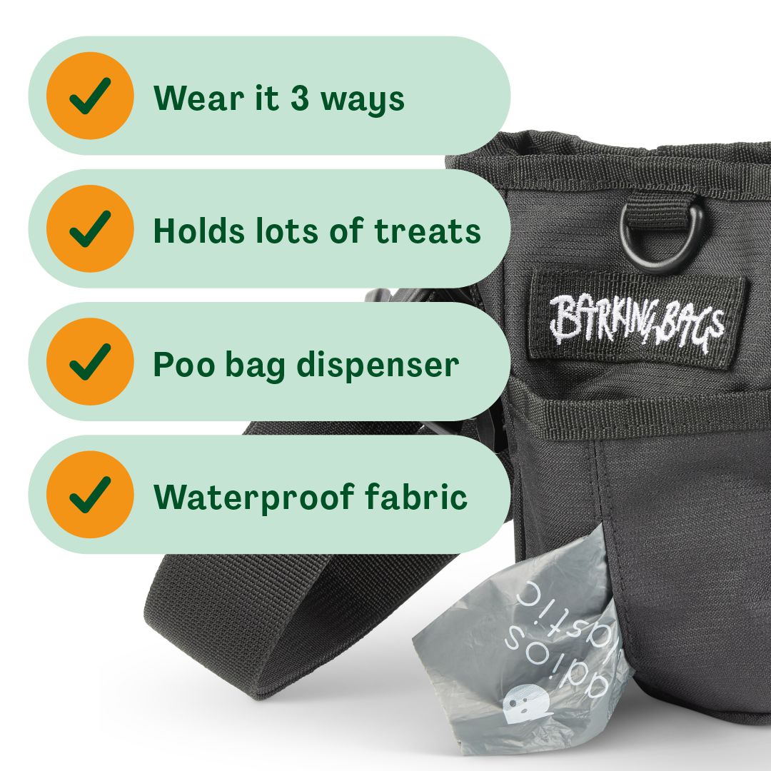 The Treat Bag - Black | Dog Treat & Training Bag | Barking Bags
