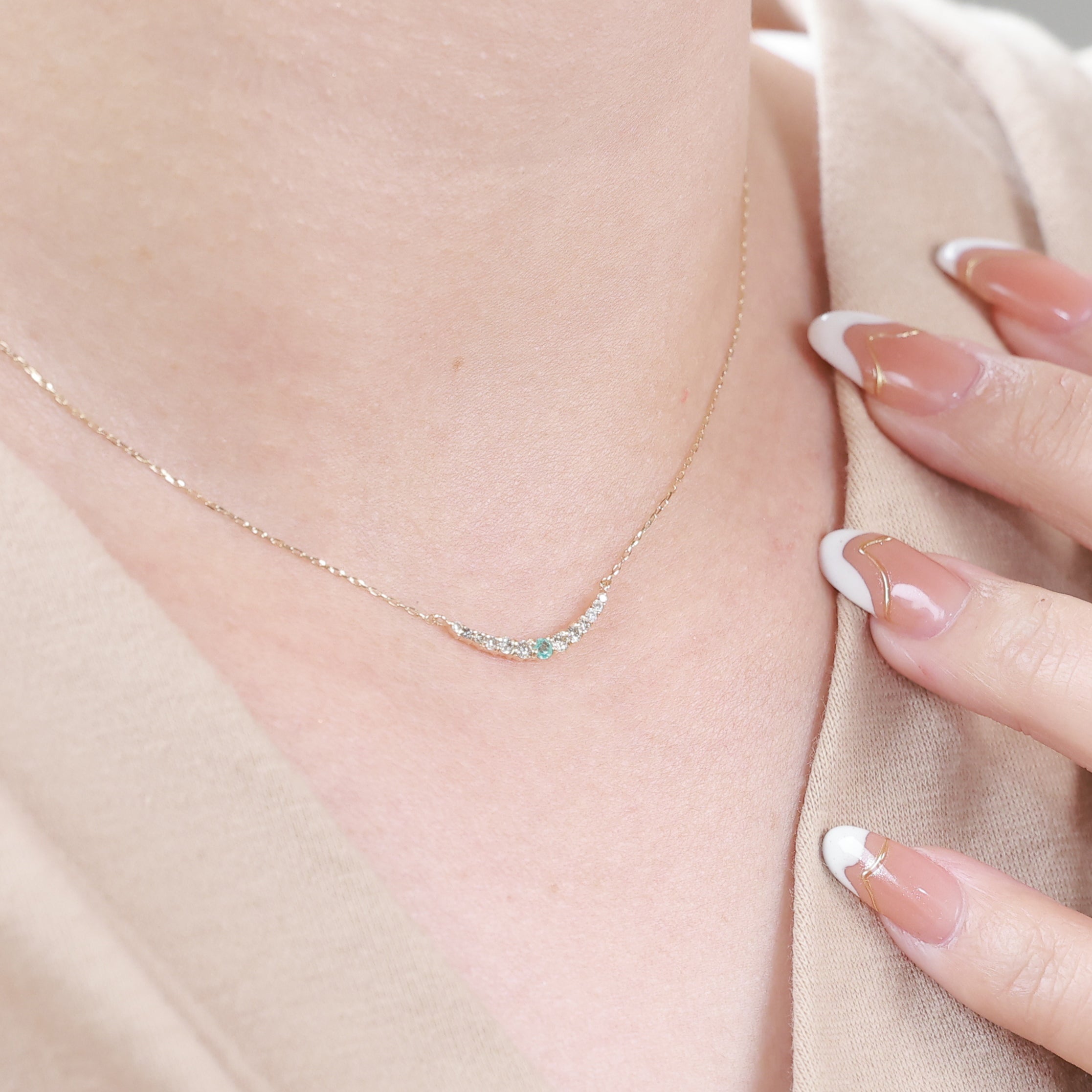 パライバトルマリン スマイルネックレス レディース K10 10金