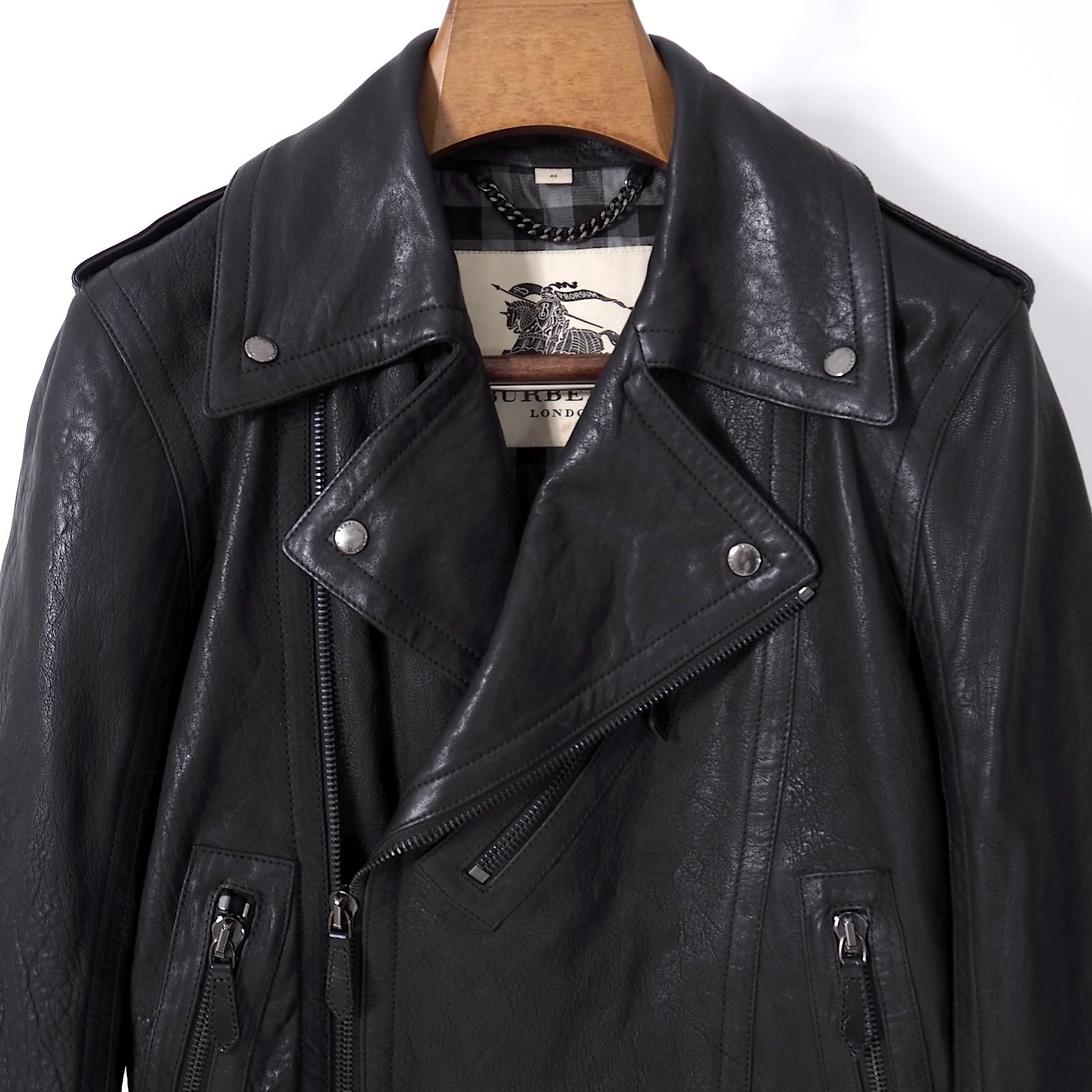 バーバリー BURBERRY ラムスキン レザー ダブル ライダース ジャケット