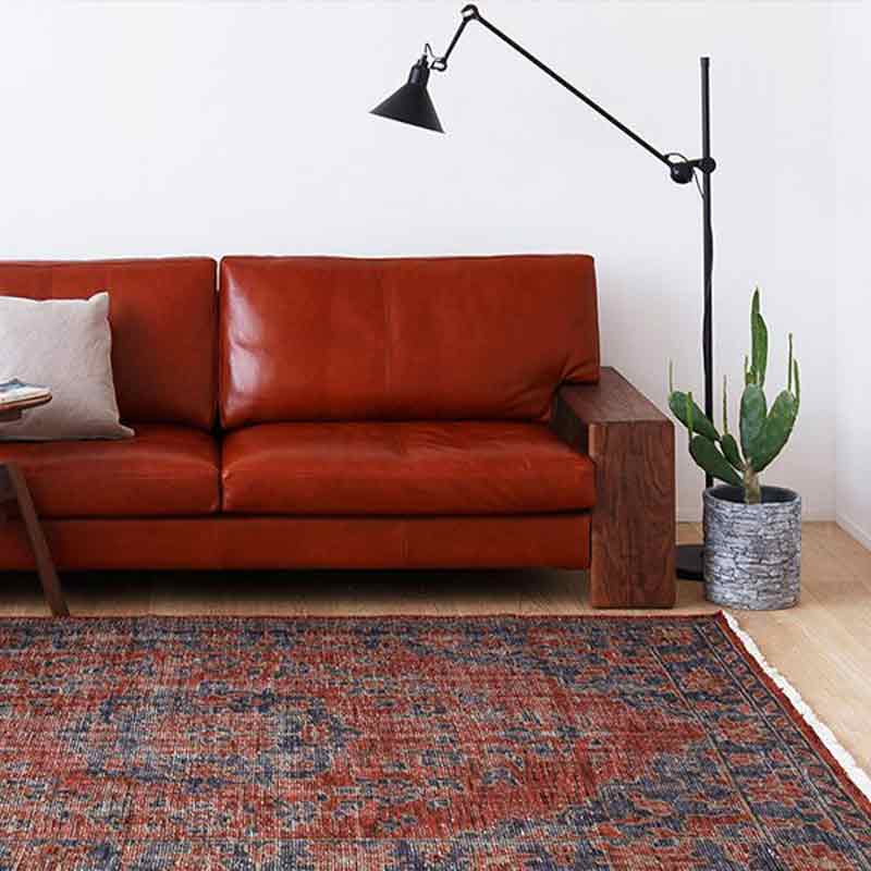 ヴィンテージ風ラグ ウール100％の赤い絨毯 [DP01ダークレッド] | ボー