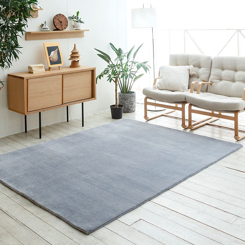 天然素材の家に合う厚手のウールラグ [ハグみじゅうたん]シルクブルー