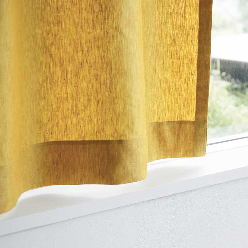 光沢のある既成サイズリネンカーテン [マスタード Chintz] リネン100