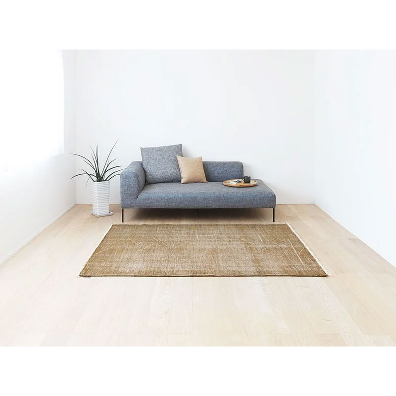 ヴィンテージ風ラグ ウール100％ 黄色絨毯 [NR5603アンティーク