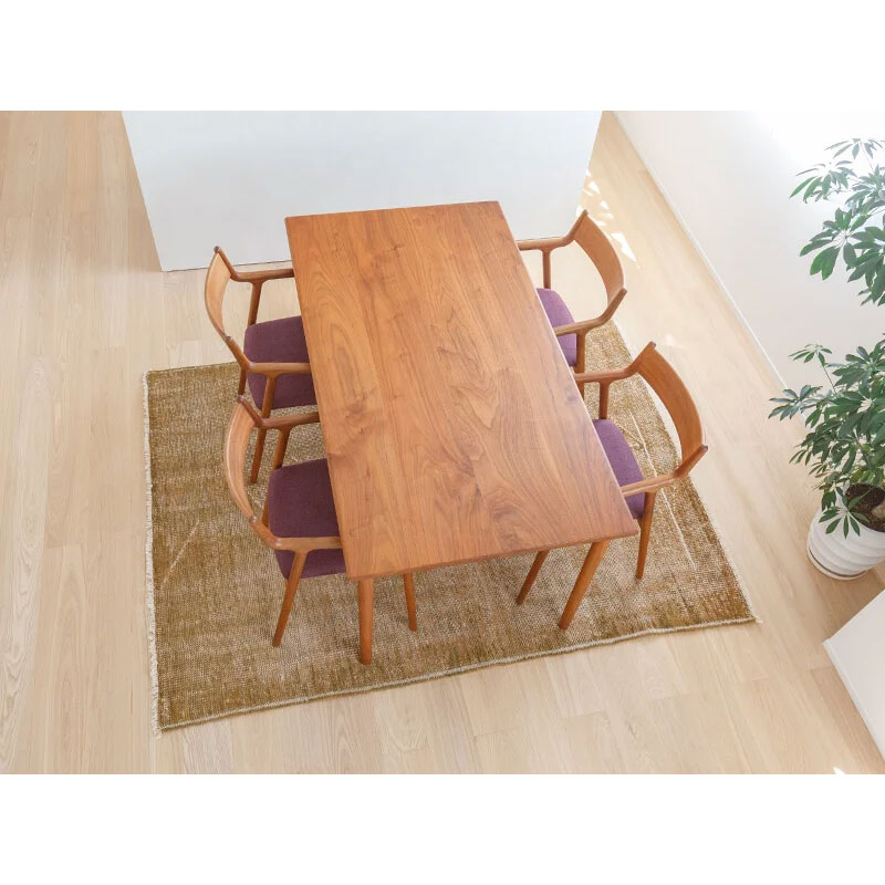 ヴィンテージ風ラグ ウール100％ 黄色絨毯 [NR5603アンティーク