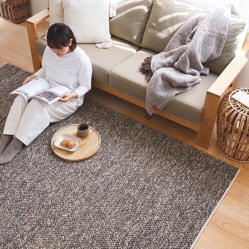 天然素材のおしゃれなウールラグ（ウール混紡・厚手） [WW MIX ballrug