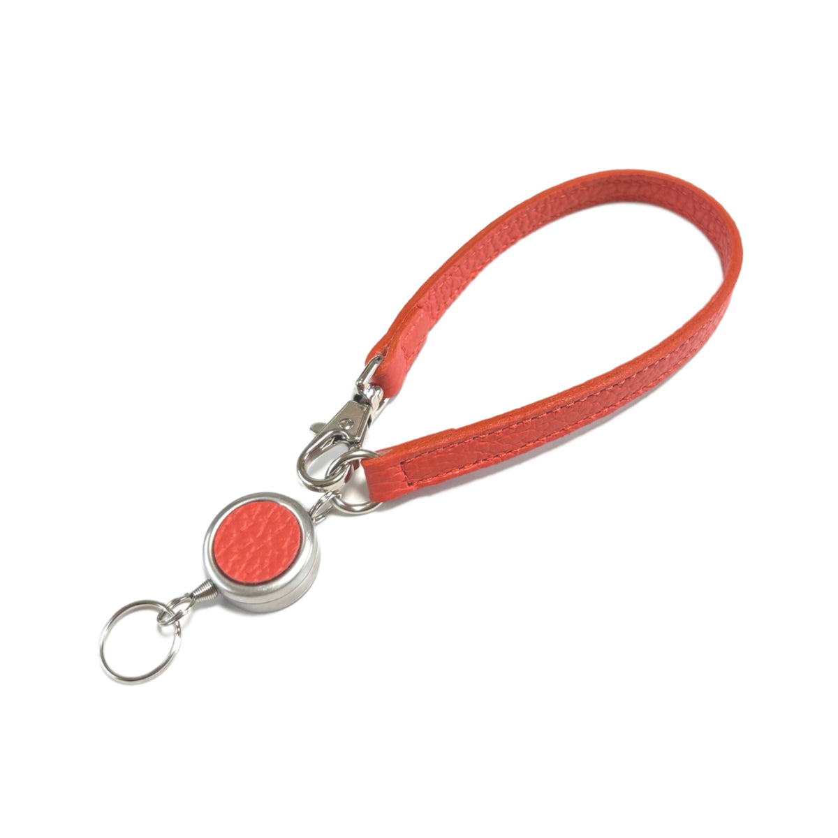 イニシャル刻印で世界に一つだけ イタリアンレザー 伸びるリール付