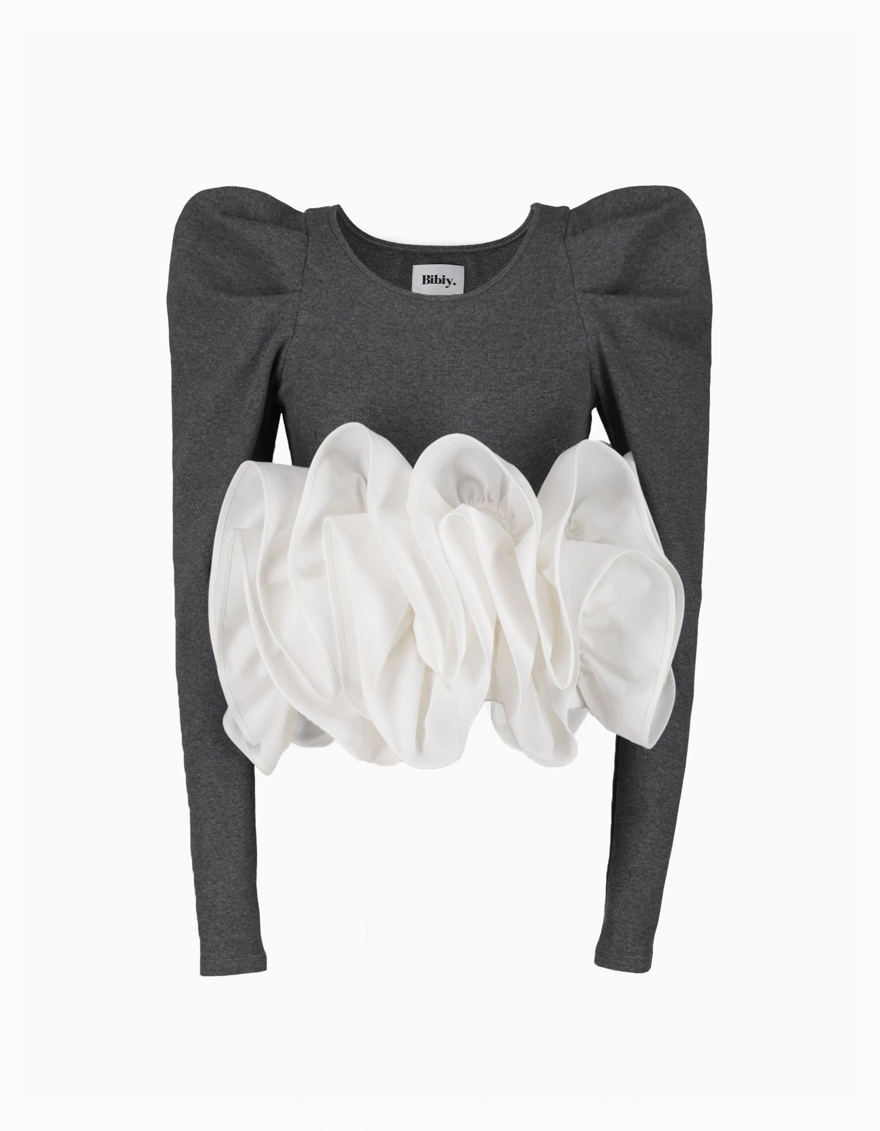 BIBIY. MADE | BIBIY. CREME PEPURAMU TOP DARK GRAY｜Bibiy.