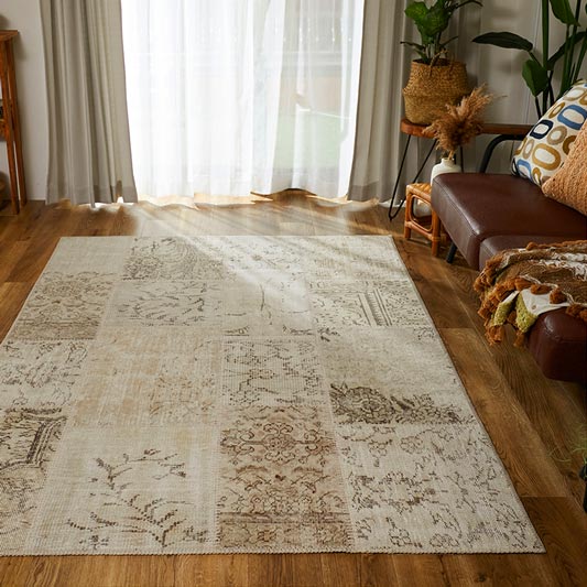 世界にたった1つ。斬新でモダンな『ビンテージパッチワークラグ #10