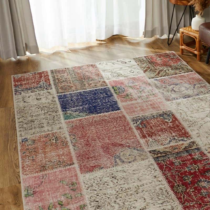 世界にたった1つ。斬新でモダンな『ビンテージパッチワークラグ #21