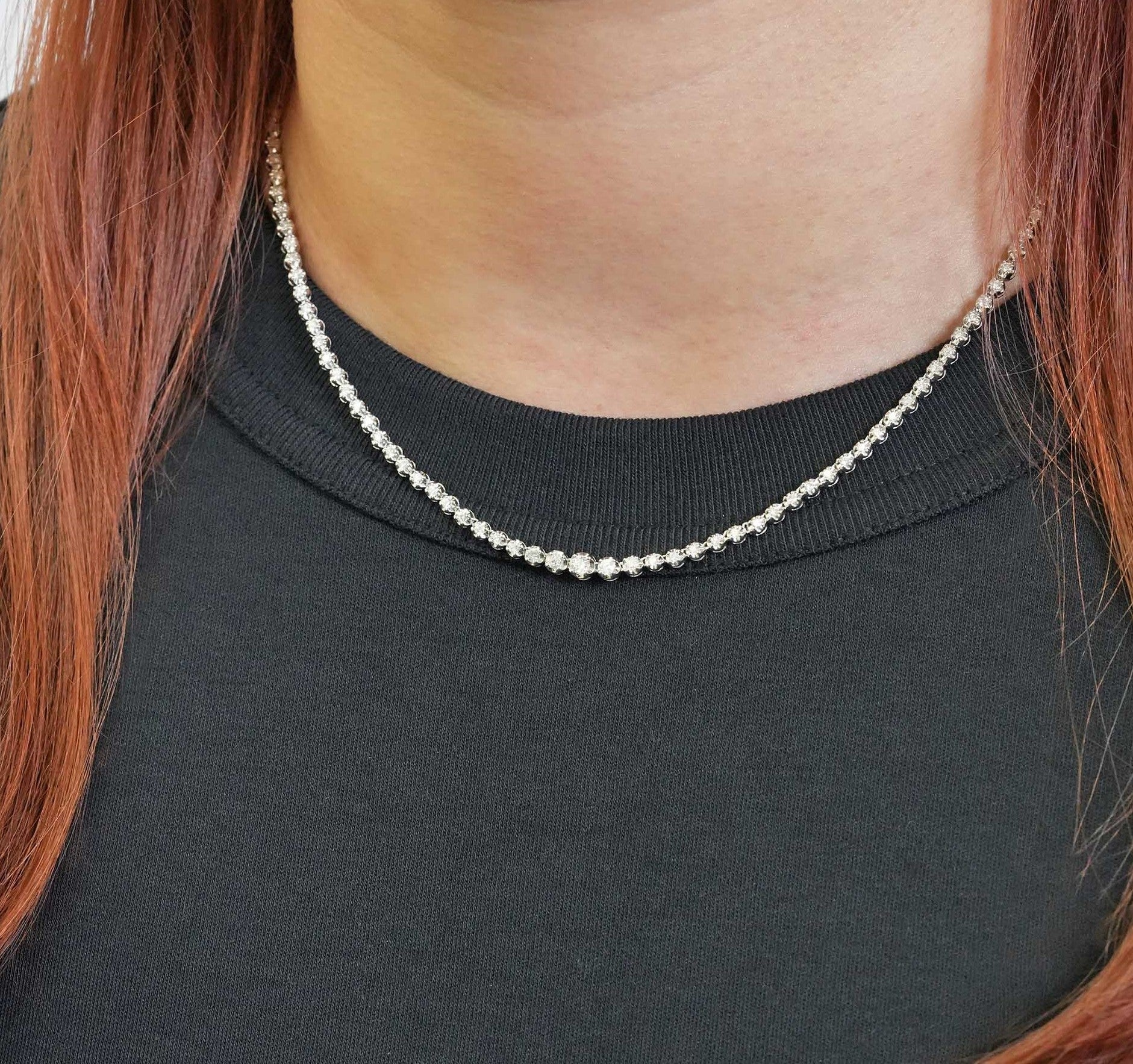 ダイヤモンド テニスネックレス – K18WG / YG、2.0カラット