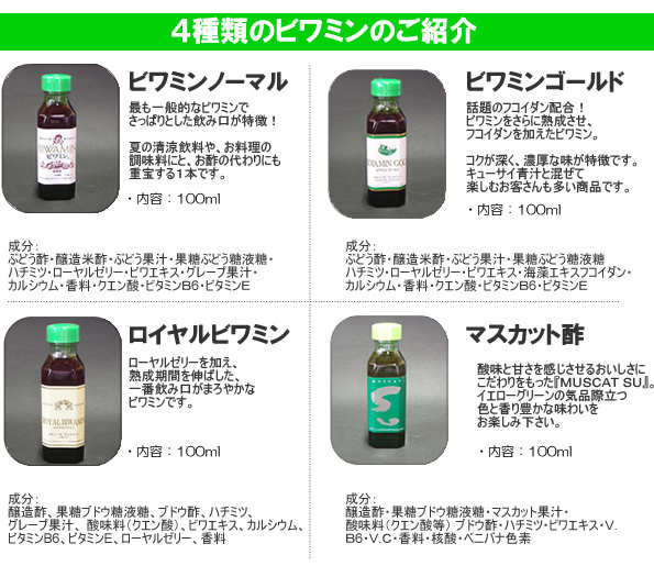 ビワミン100ml 4種お試しセット/ビワミン.net