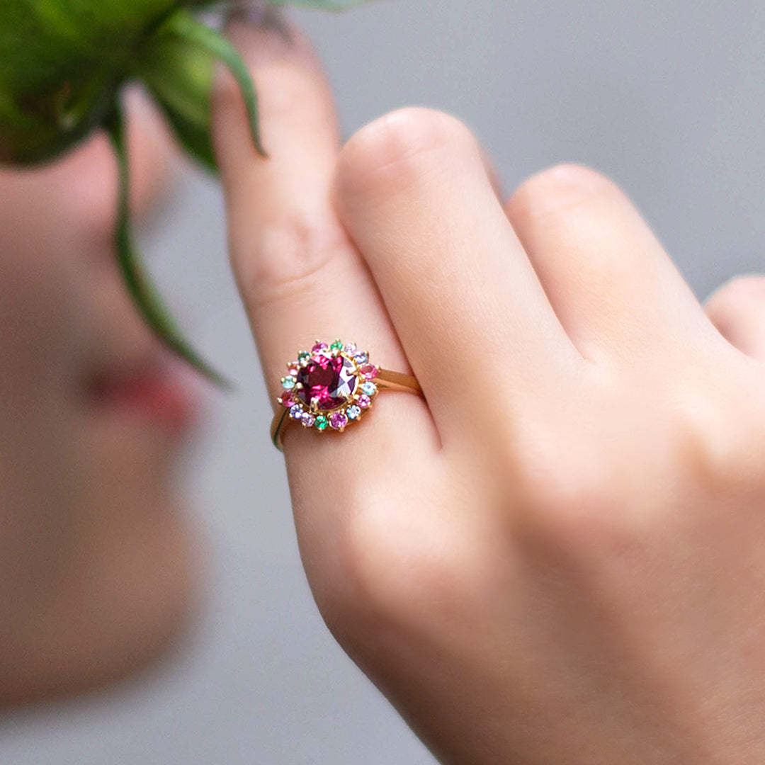 ビズー公式】ディープマラヤガーネット K18(18金) PT リング