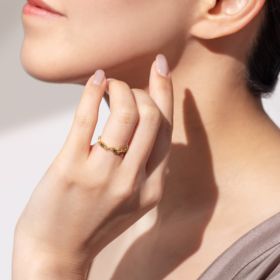 ビズー公式】アレキサンドライト ダイヤモンド K18 リング リエール