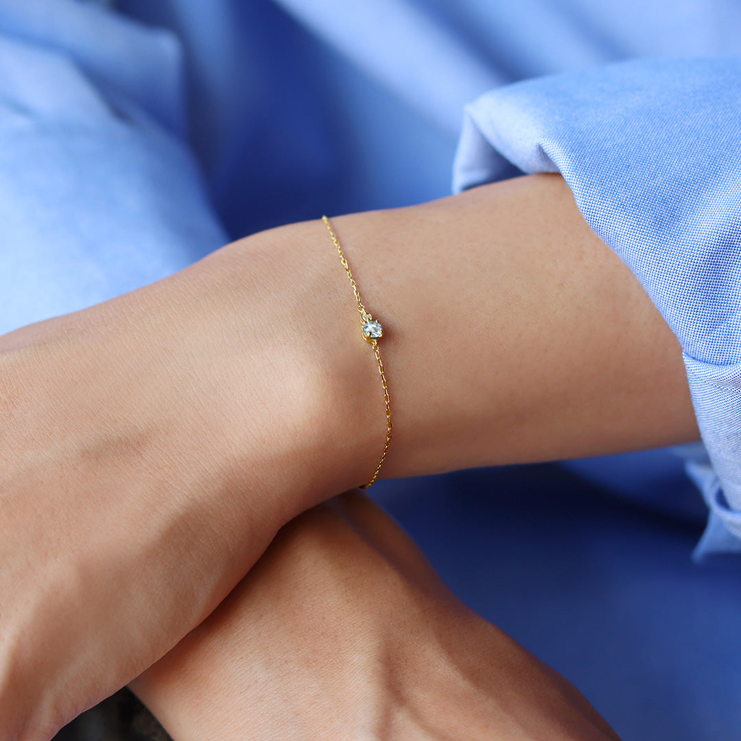 即日発送】アクアマリン×ダイヤモンド K18/K10ブレスレット・リゼッテ