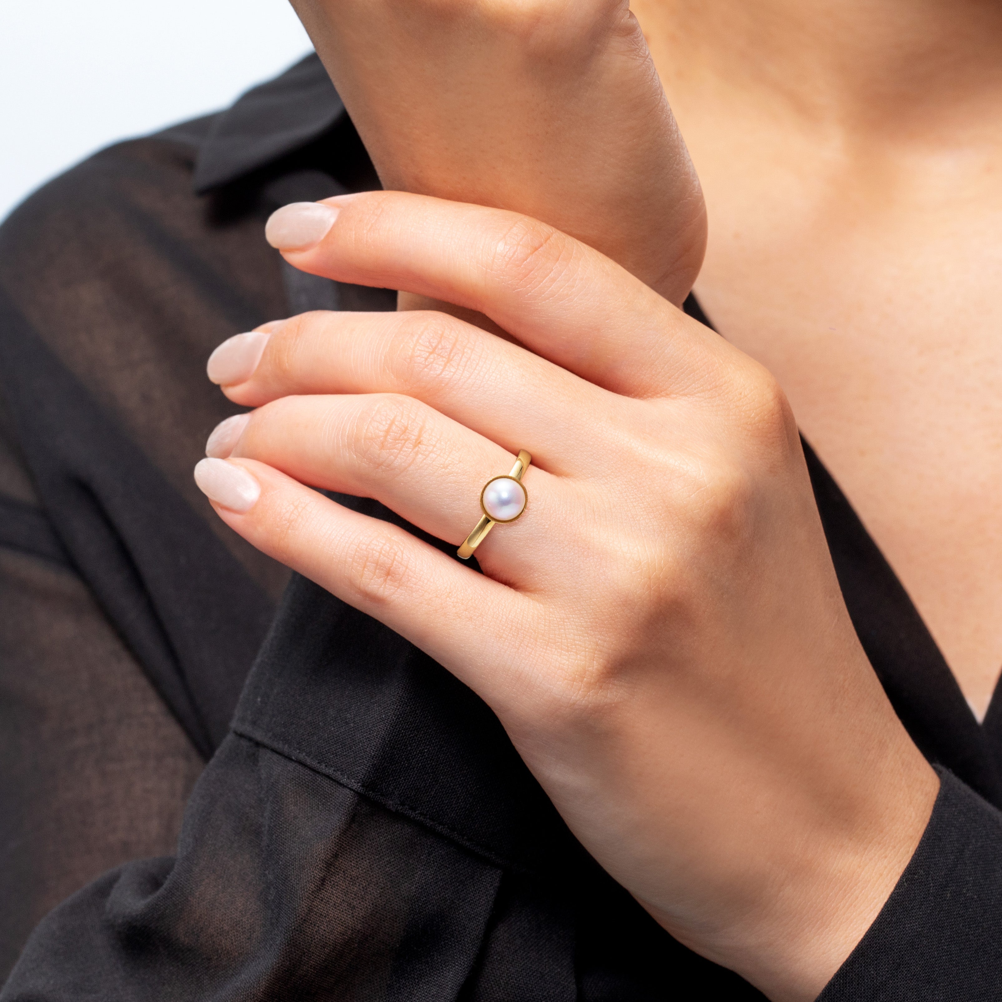 ビズー公式】アコヤ真珠 パール 伊勢志摩産 Pt900 K18(18金) YGリング