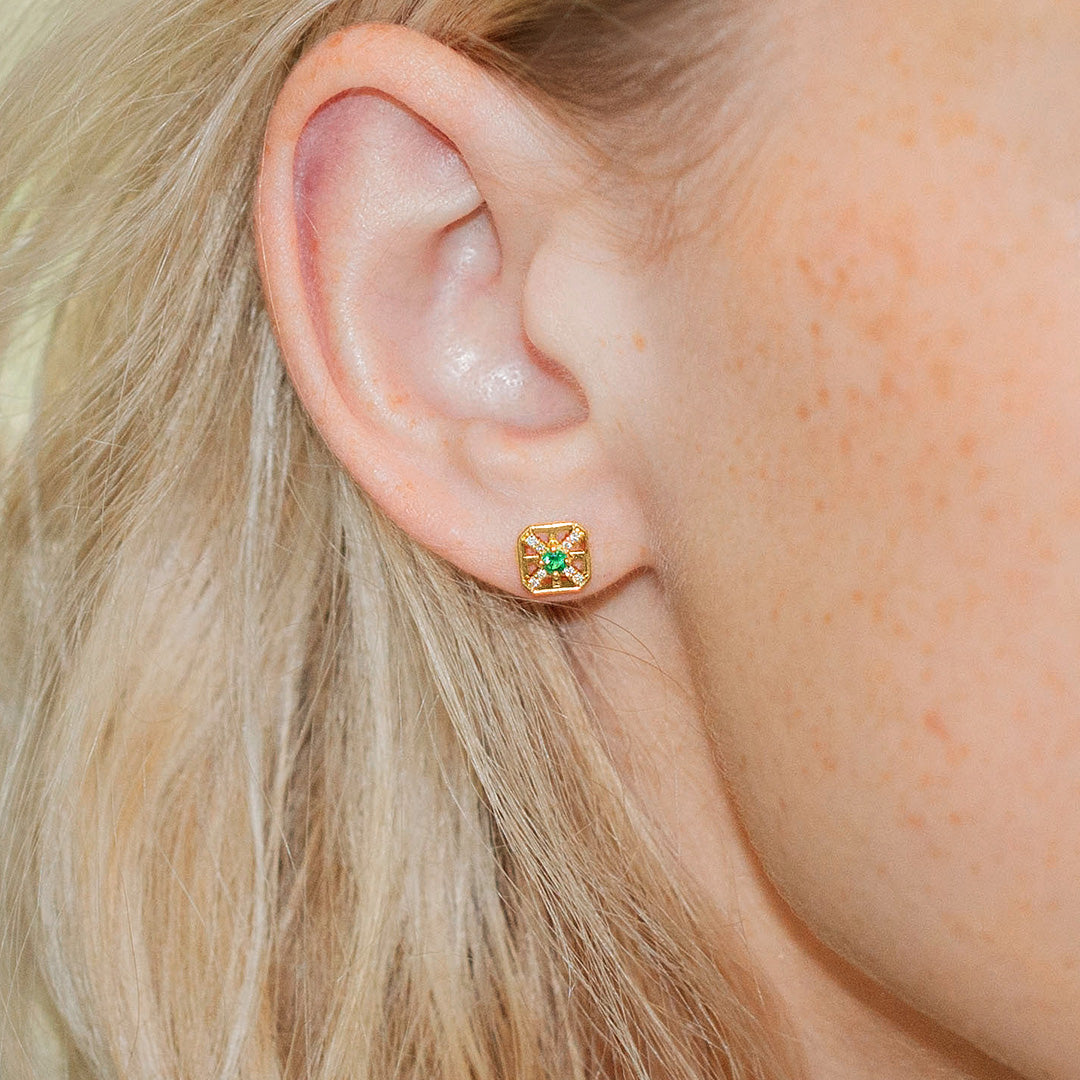 BIZOUX×Studio28】エメラルド×ダイヤモンド K10/K18ピアス(片耳