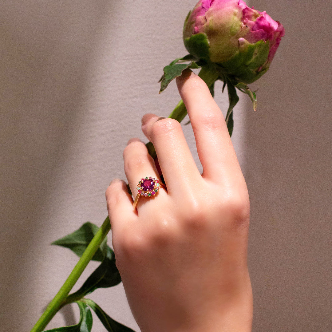 ビズー公式】ディープマラヤガーネット K18(18金) PT リング