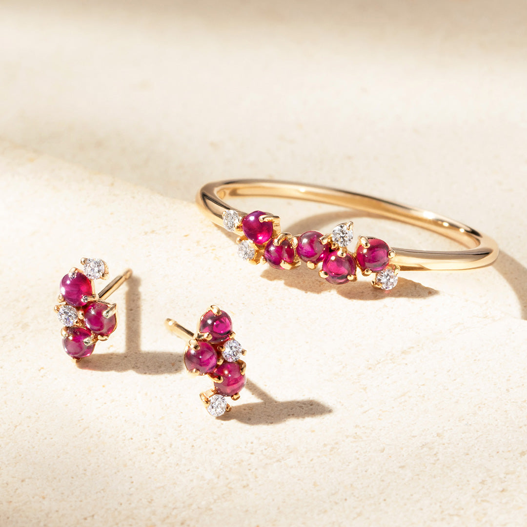 ビズー公式】ルビー×ダイヤモンド K10ピアス(片耳)・フレフリュイ