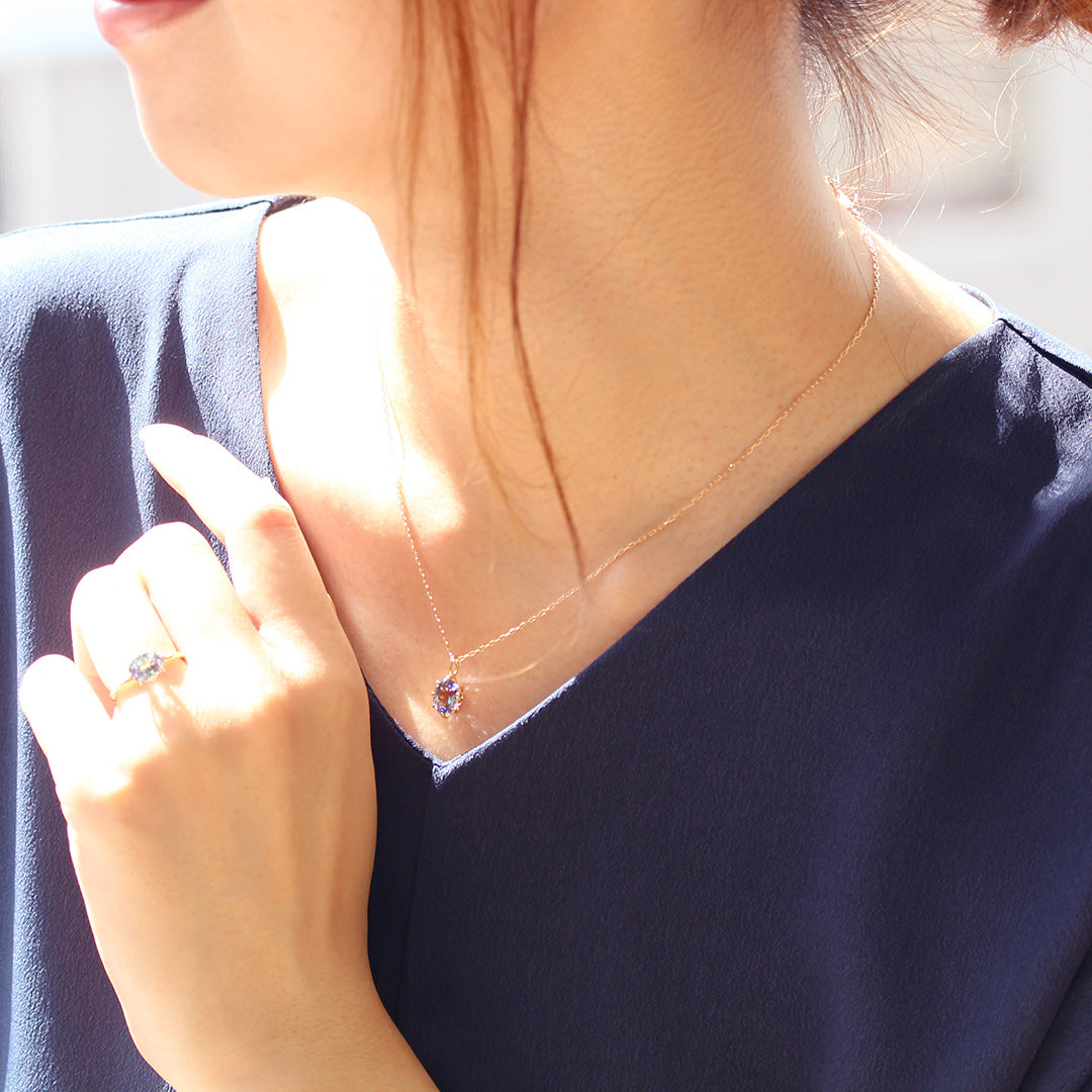 ビズー公式】タンザナイト ダイヤモンド PT K18(18金) ペンダント