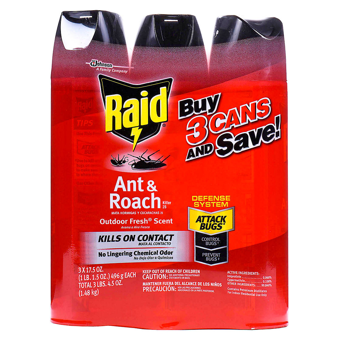 Raid 17.5-Oz. Ant and Roach Killer Spray, 3 pk. - Red | BJ's