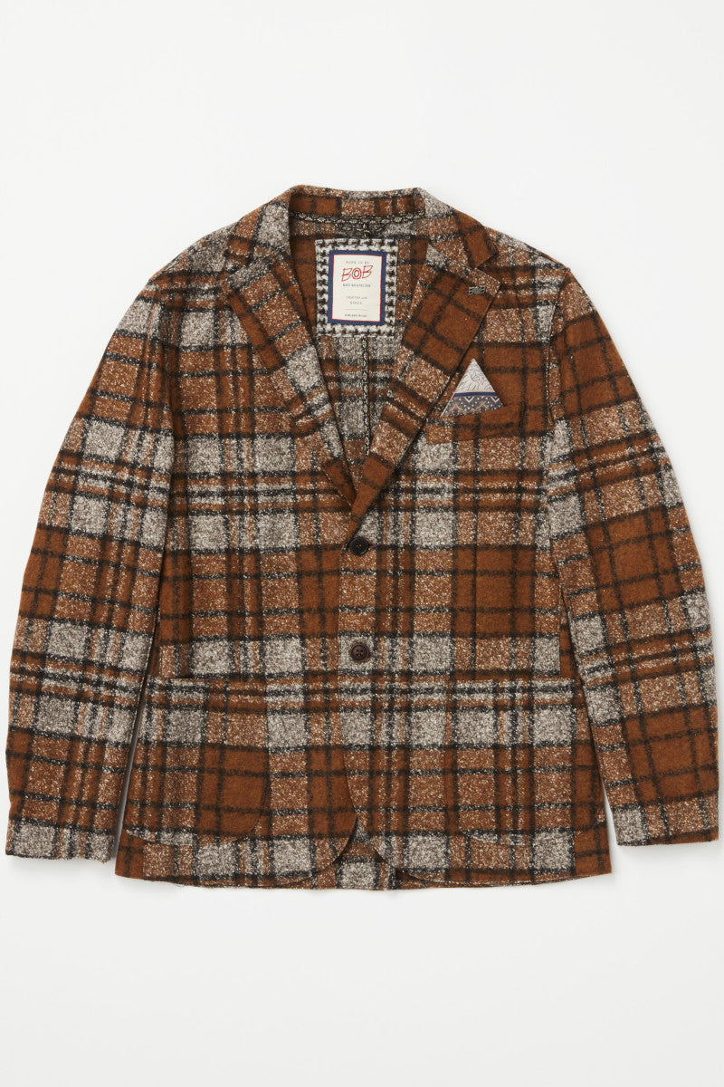 タータンチェックウールジャケット / VAR1 ブラウン BOB JAPAN