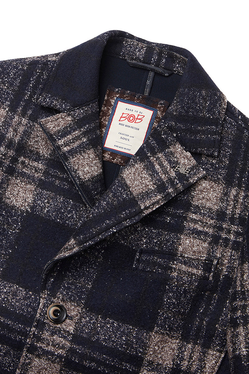 ANDY179 シルクブレンドチェックパターンチェスターコート / COL：VAR1