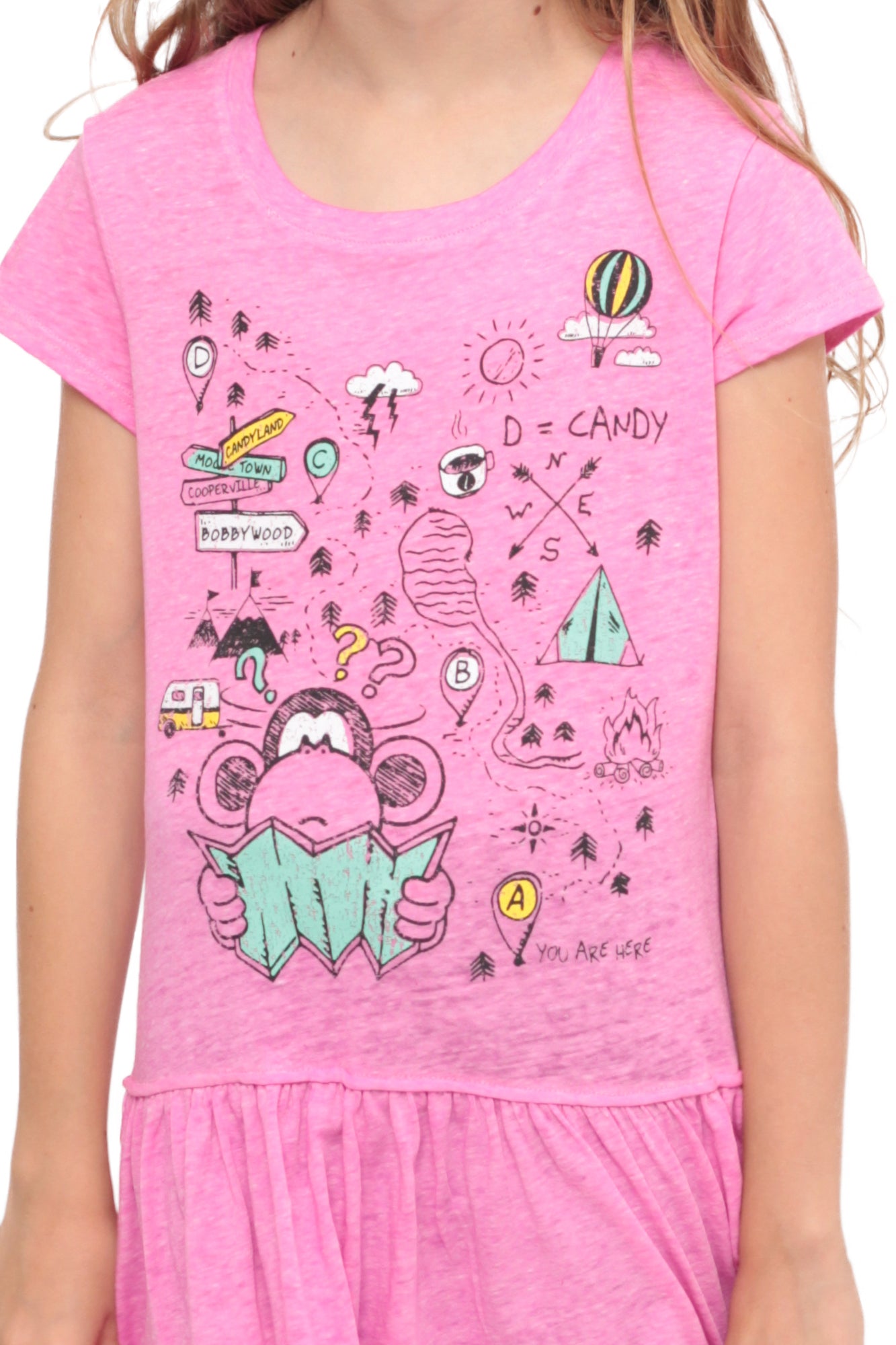 Bobby Jack Bobby The Explorer | Girls Ruffle Bottom Top - Pink