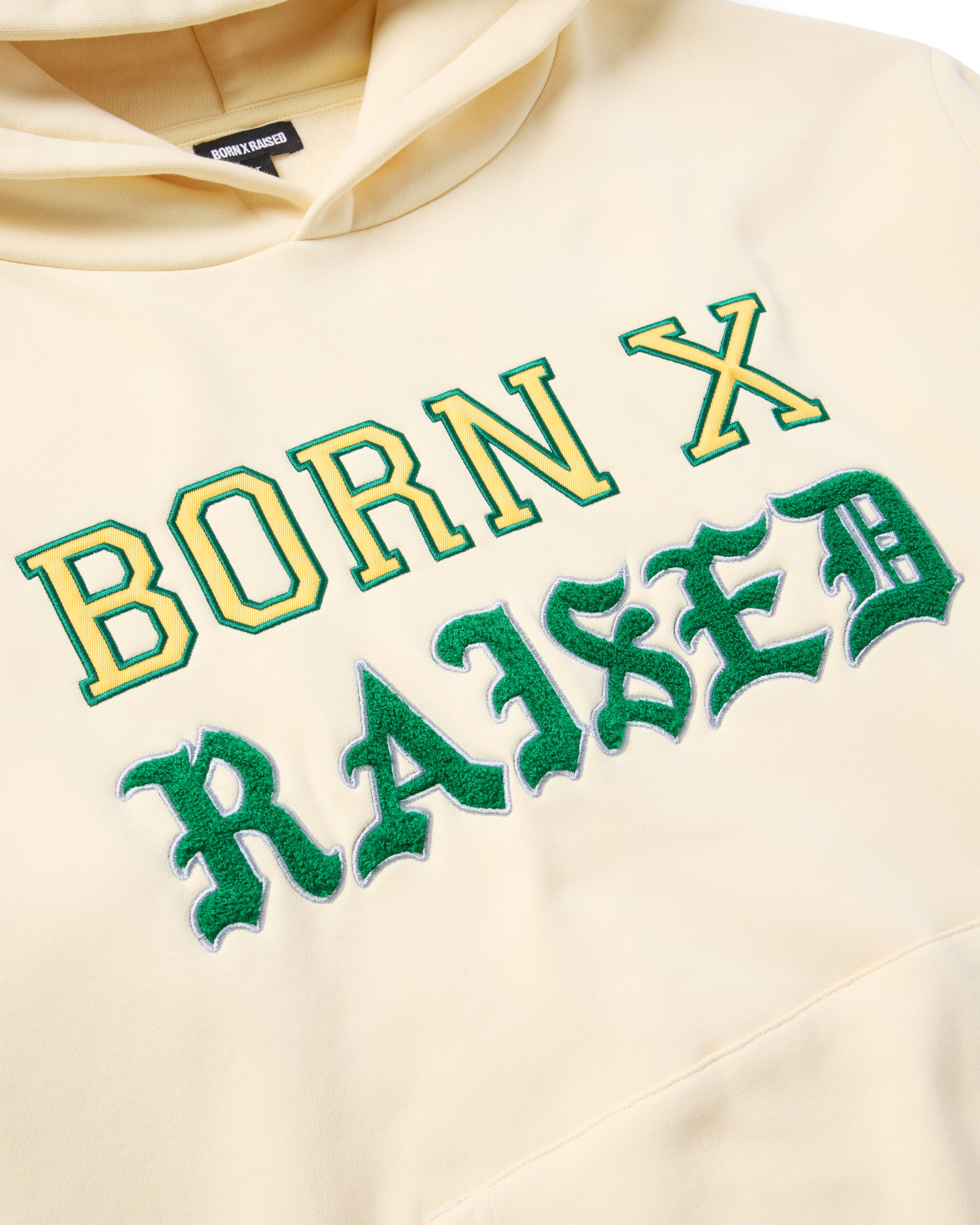 APPLIQUE STACK HOODIE: CREAM – Born X Raised