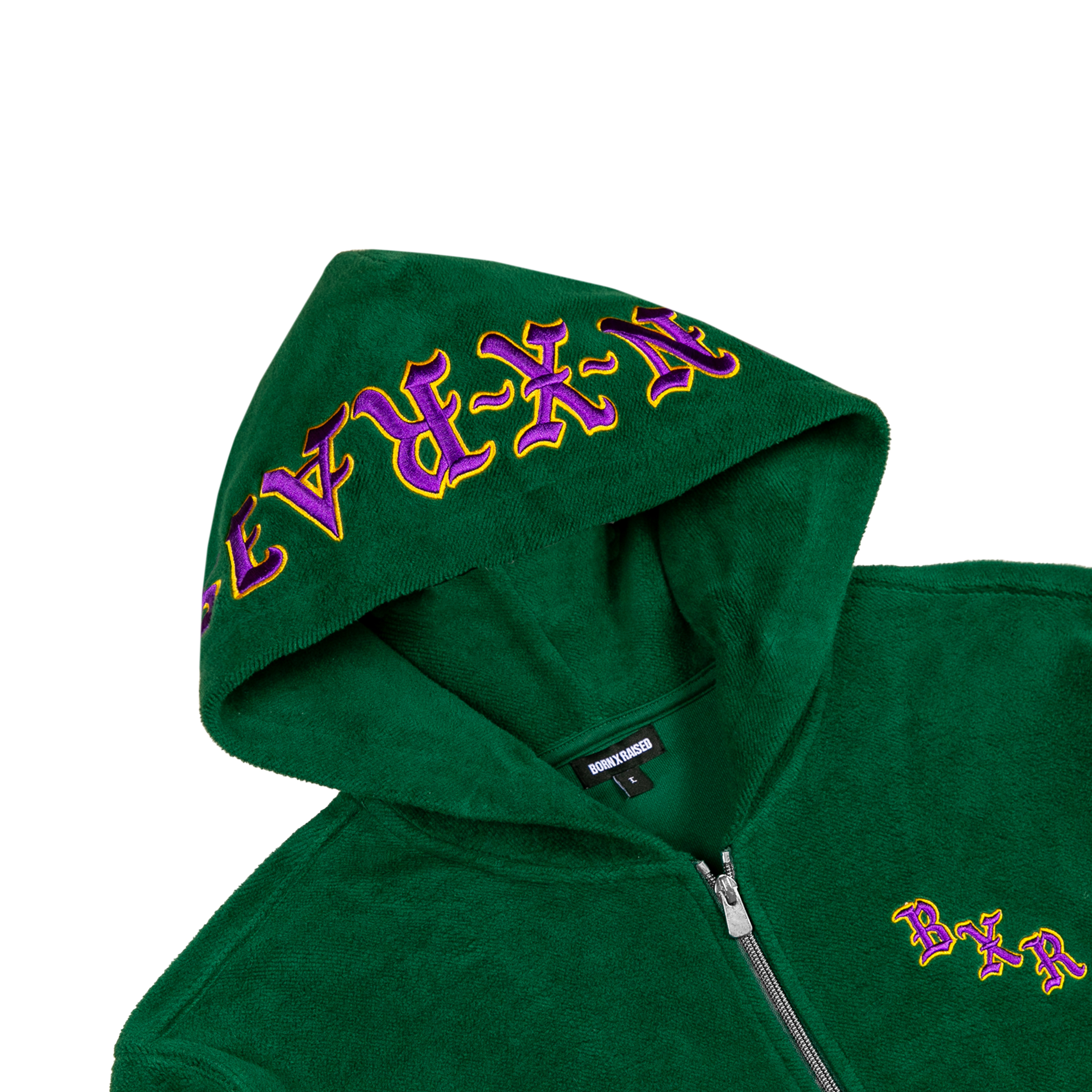 BXR EMBROIDERED INSIDE OUT ZIP-UP HOODIE: HUNTER GREEN – Born X Raised