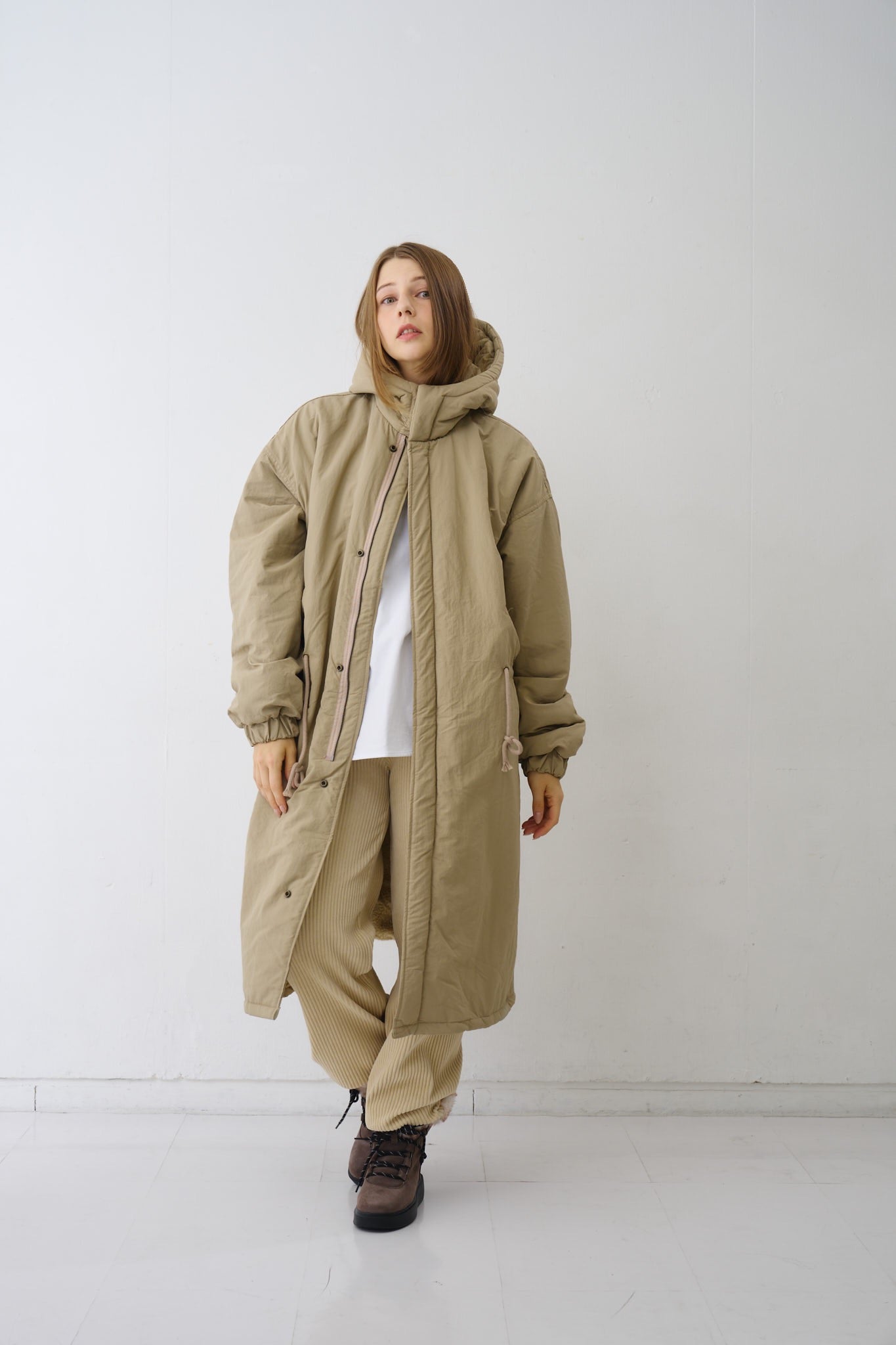 デザインフードボアロングコート – DALI GOAT