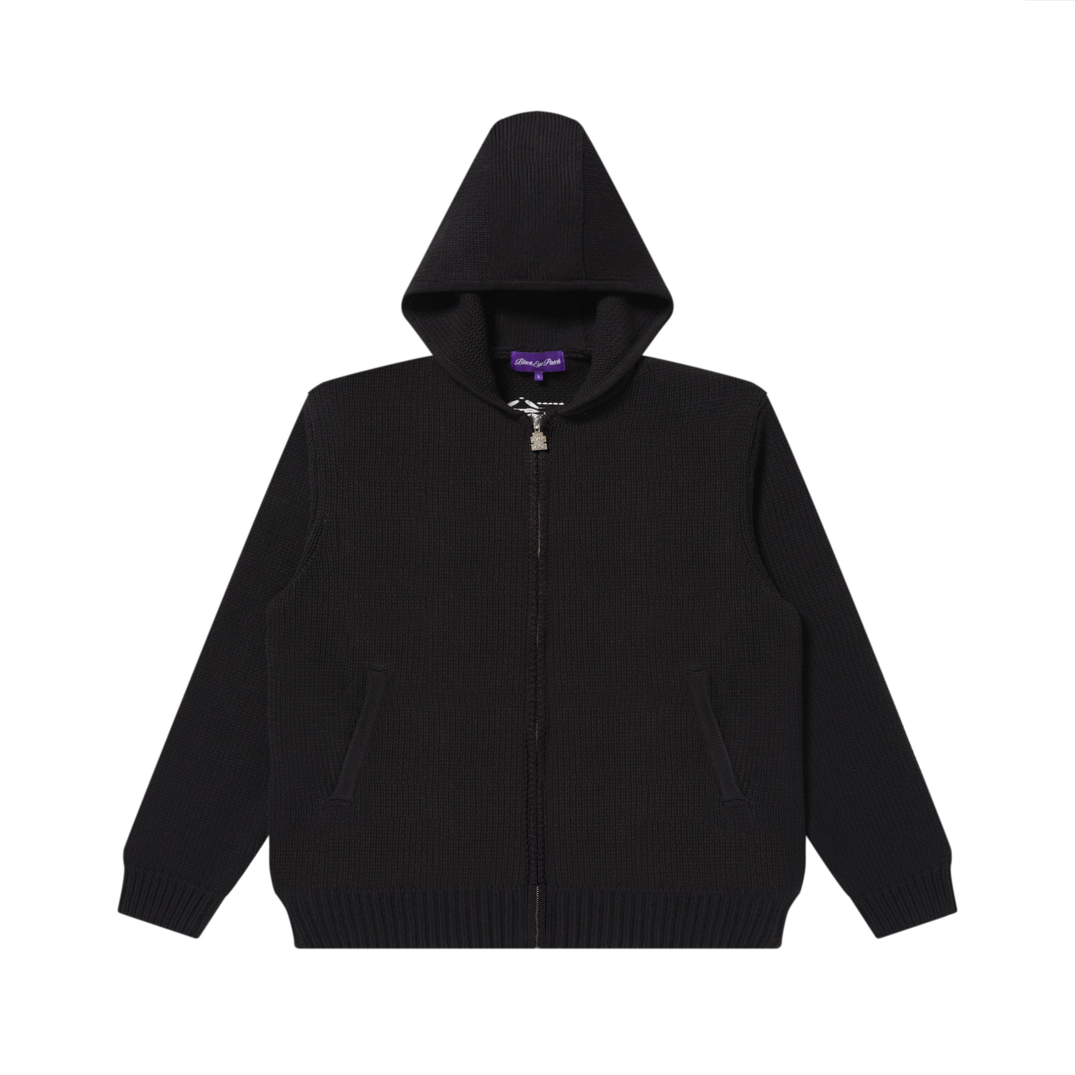 BFEP KNITTED ZIP HOODIE BLACK – BlackEyePatch